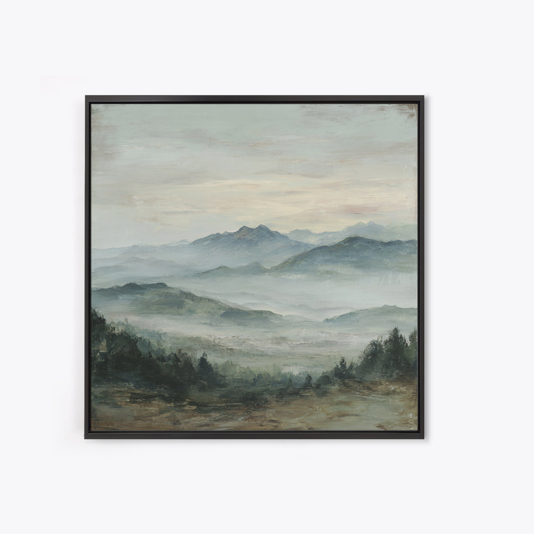 Panoramic Misty Mountain Landscape Canvas Print, Above Bed Art, Neutral Decor, Bedroom Decor, Fine Art, Serenity, Wall Decor, ABA-1x1-25