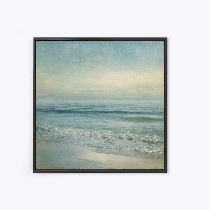 Quiet Moon over a Calm Ocean Horizon Canvas Print, Above Bed Art, Canvas Wall Art, Bedroom Decor, Fine Art, Serenity, ABA-1x1-3