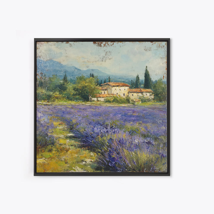 Oversized Lavender Field Framed Canvas Print, Above Bed Art, Dopamine Decor, Bedroom Decor, Oil Painting, Serenity, ABA-1x1-43