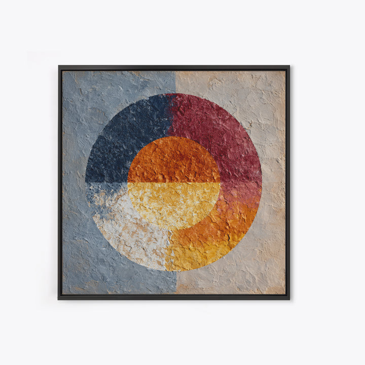 Abstract Sunrise Geometry Framed Canvas Print, Above Bed Art, Bedroom Decor, Abstract Art, Serenity, Boho Decor, Western Decor, ABA-1x1-44