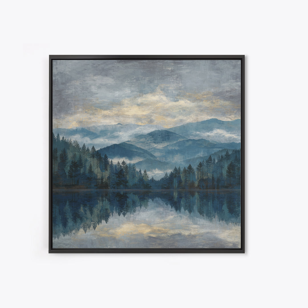 Soft Alpine Horizon Framed Canvas Print, Above Bed Art, Digital Prints, Bedroom Decor, Oil Painting, Serenity, Printable Art, ABA-1x1-48
