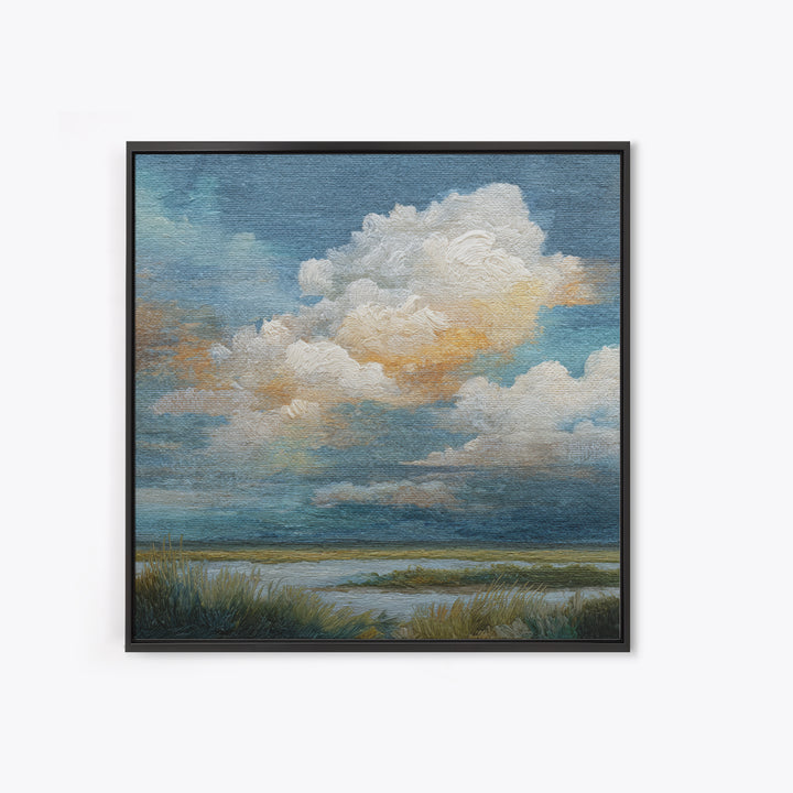 Tranquil Cloudscape with Blush Undertones Canvas Print, Above Bed Art, 3 Piece Wall Art, Bedroom Decor, Fine Art, Serenity, ABA-1x1-5