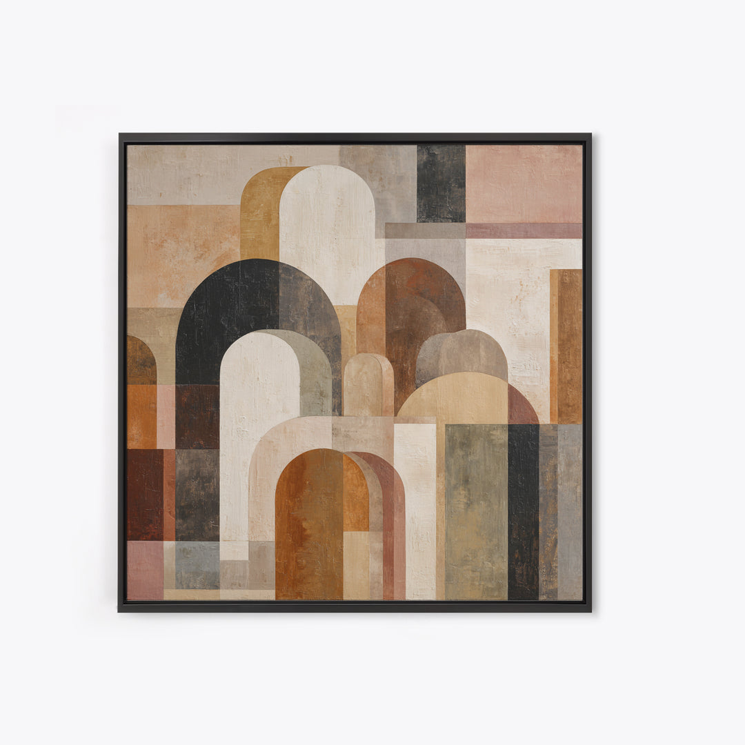 Neutral Abstract Arches Framed Canvas Print, Above Bed Art, Horizontal Wall Art, Bedroom Decor, Abstract Art, Serenity, ABA-1x1-52