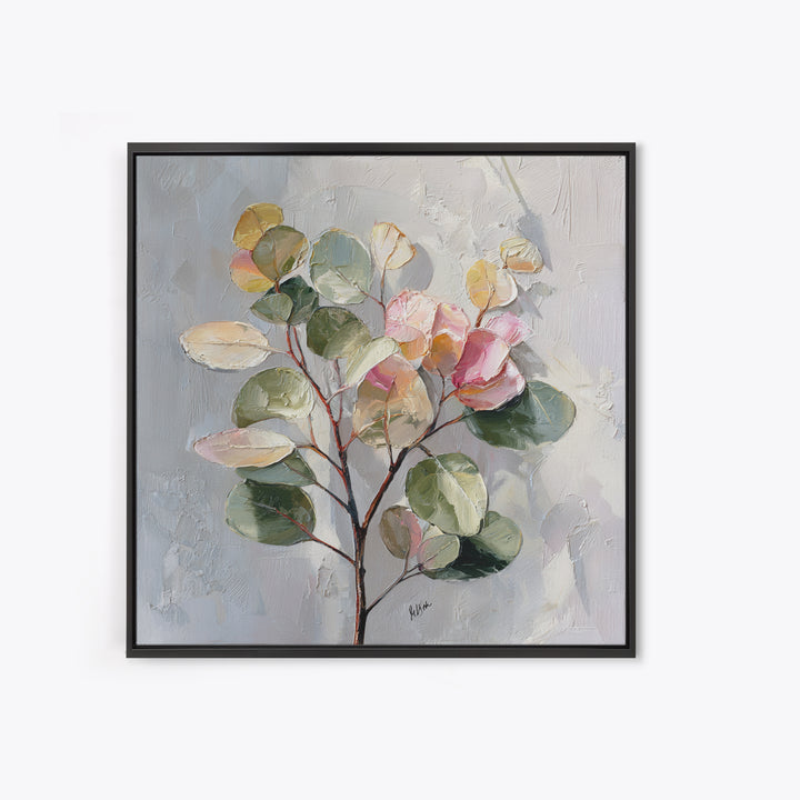 Soft Eucalyptus Branches Arranged Symmetrically Canvas Print, Above Bed Art, Dopamine Decor, Bedroom Decor, Serenity, ABA-1x1-6
