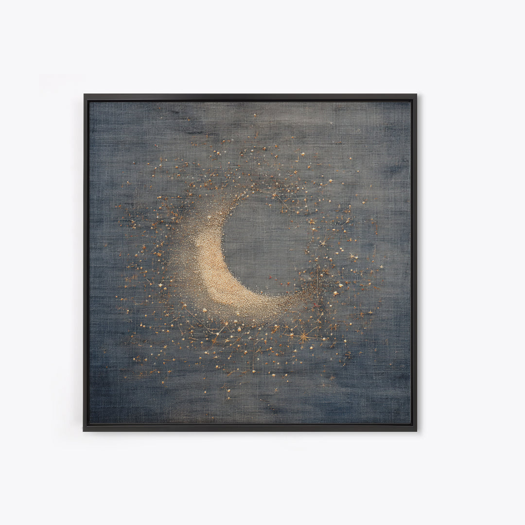 Subtle Celestial Scene Framed Canvas Print, Above Bed Art, Above Bed Decor, Bedroom Decor, Oil Painting, Serenity, ABA-1x1-61