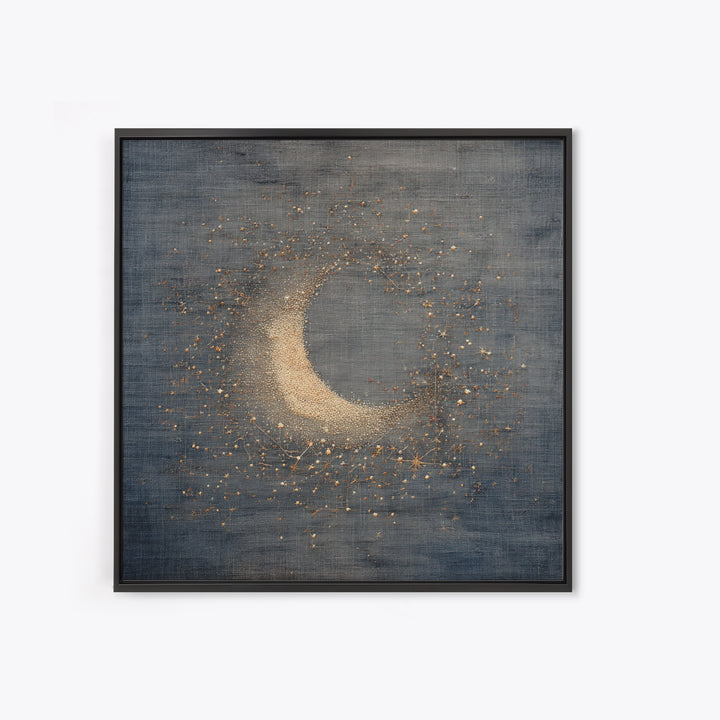 Subtle Celestial Scene Framed Canvas Print, Above Bed Art, Above Bed Decor, Bedroom Decor, Oil Painting, Serenity, ABA-1x1-61