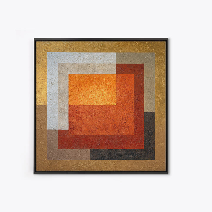Abstract Sunrise Geometry Framed Canvas Print, Above Bed Art, Boho Wall Decor, Bedroom Decor, Serenity, Fine Art Print, ABA-1x1-68