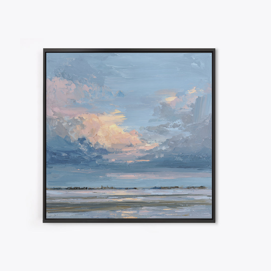 Tranquil Cloudscape with Blush Undertones Canvas Print, Above Bed Art, Room Decor, Bedroom Decor, Fine Art, Serenity, ABA-1x1-77