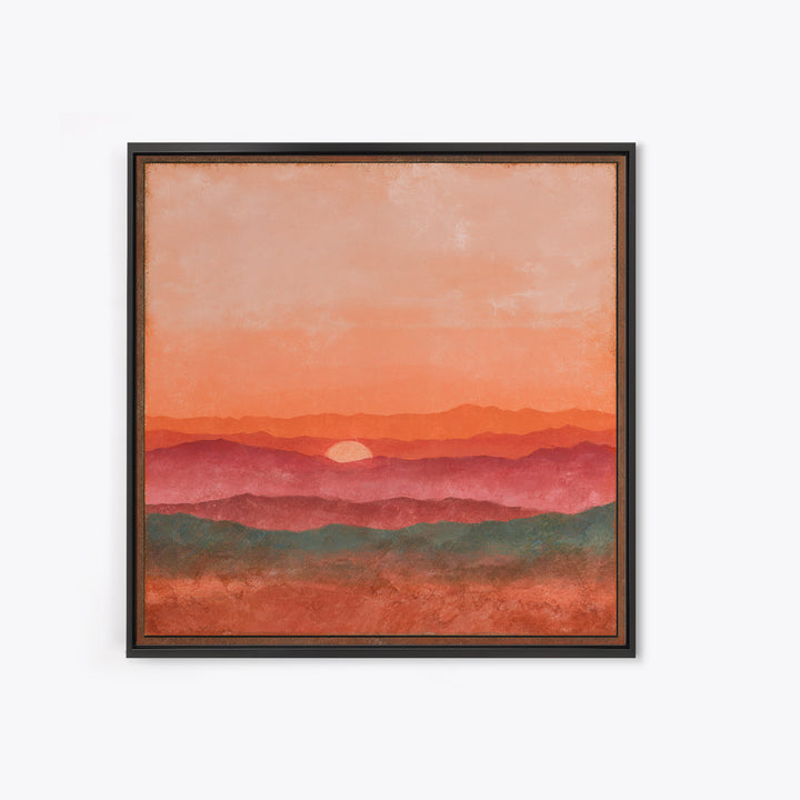 Dreamy Desert Sunset Framed Canvas Print, Above Bed Art, Modern Decor, Bedroom Decor, Fine Art, Serenity, Digital Prints, ABA-1x1-79
