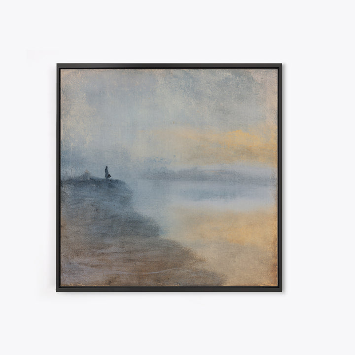 Minimal Two Figure Line Drawing Framed Canvas Print, Above Bed Art, Neutral Decor, Bedroom Decor, Oil Painting, Serenity, ABA-1x1-80