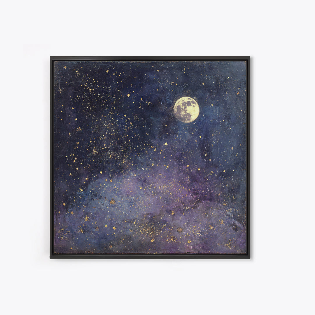 Subtle Celestial Scene Canvas Print, Above Bed Art, Statement Artwork, Bedroom Decor, Fine Art, Serenity, Printable Wall Art, ABA-1x1-85