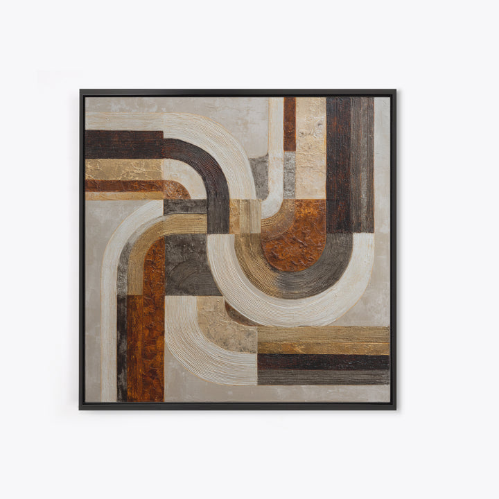 Warm Taupe Abstract Waves Canvas Print, Above Bed Art, Statement Artwork, Bedroom Decor, Abstract Art, Serenity, ABA-1x1-87
