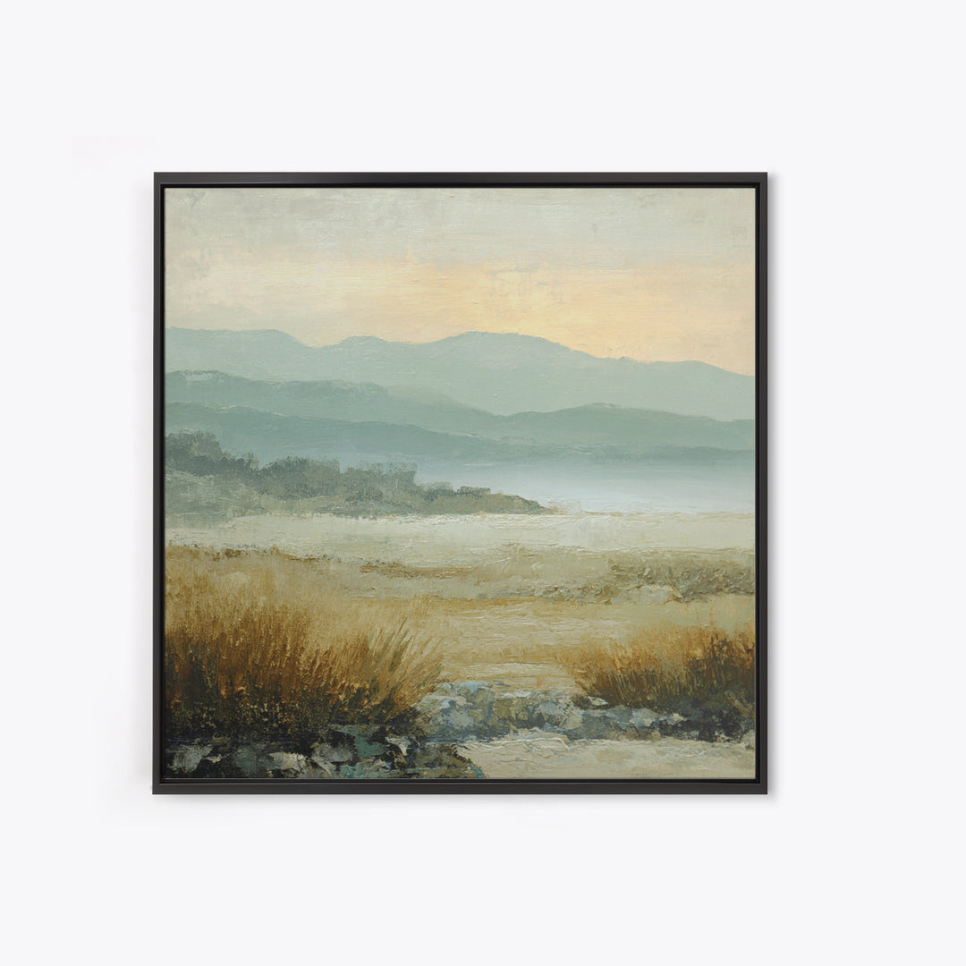 Panoramic Misty Mountain Landscape Canvas Print, Above Bed Art, Wall Art, Bedroom Decor, Fine Art, Serenity, Digital Print, ABA-1x1-97
