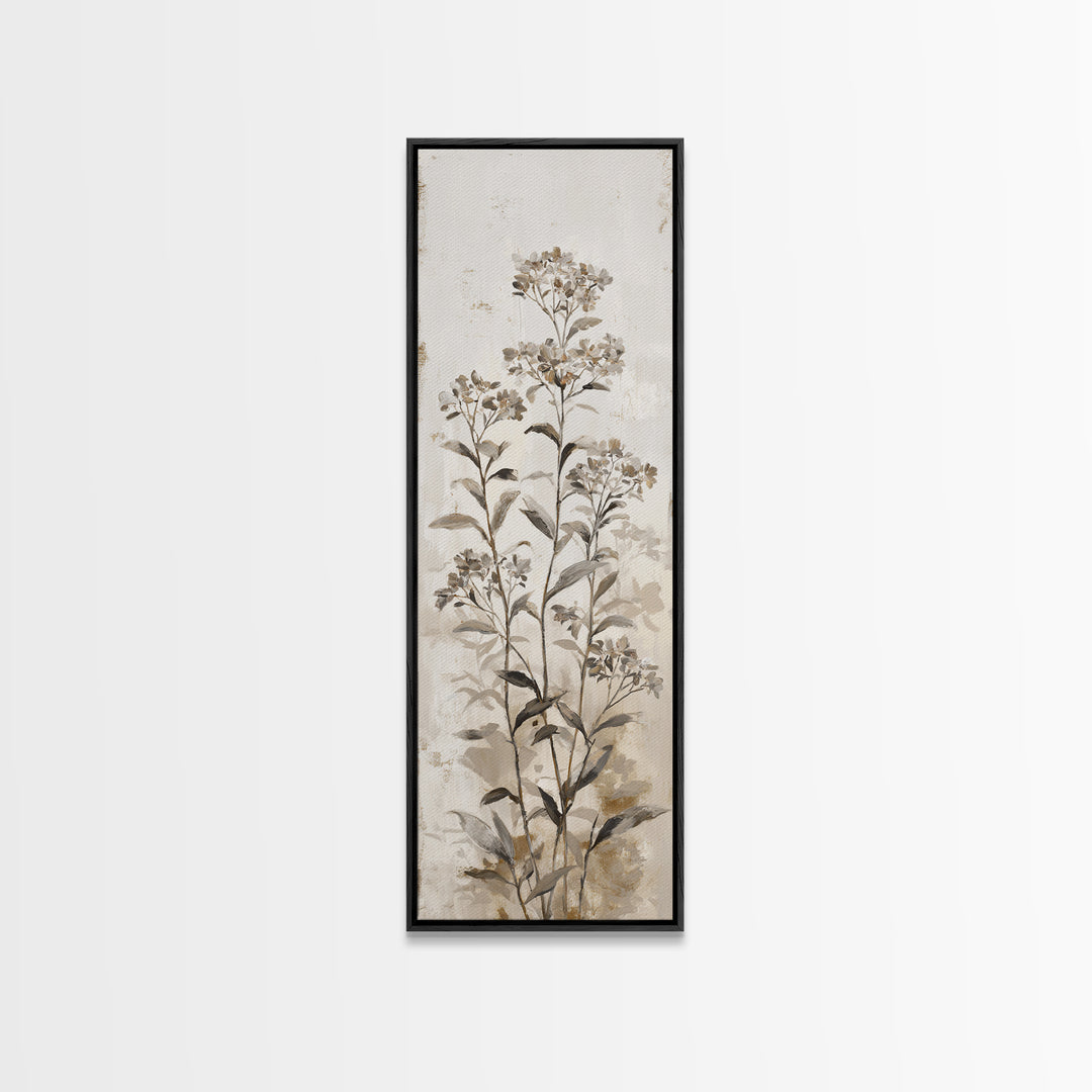 Tonal Botanical Shadows on Plaster Surface Canvas Print, Above Bed Art, Digital Print, Bedroom Decor, Fine Art, Serenity, ABA-1x3-11
