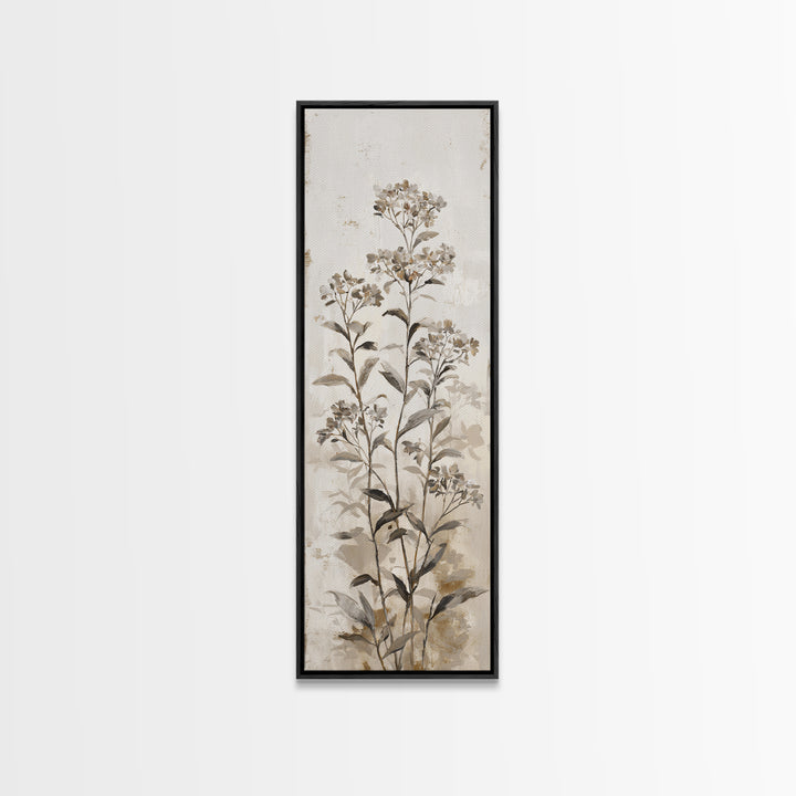 Tonal Botanical Shadows on Plaster Surface Canvas Print, Above Bed Art, Digital Print, Bedroom Decor, Fine Art, Serenity, ABA-1x3-11