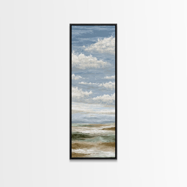 Tranquil Cloudscape with Blush Undertones Canvas Print, Above Bed Art, Room Decor, Bedroom Decor, Fine Art, Serenity, ABA-1x3-17