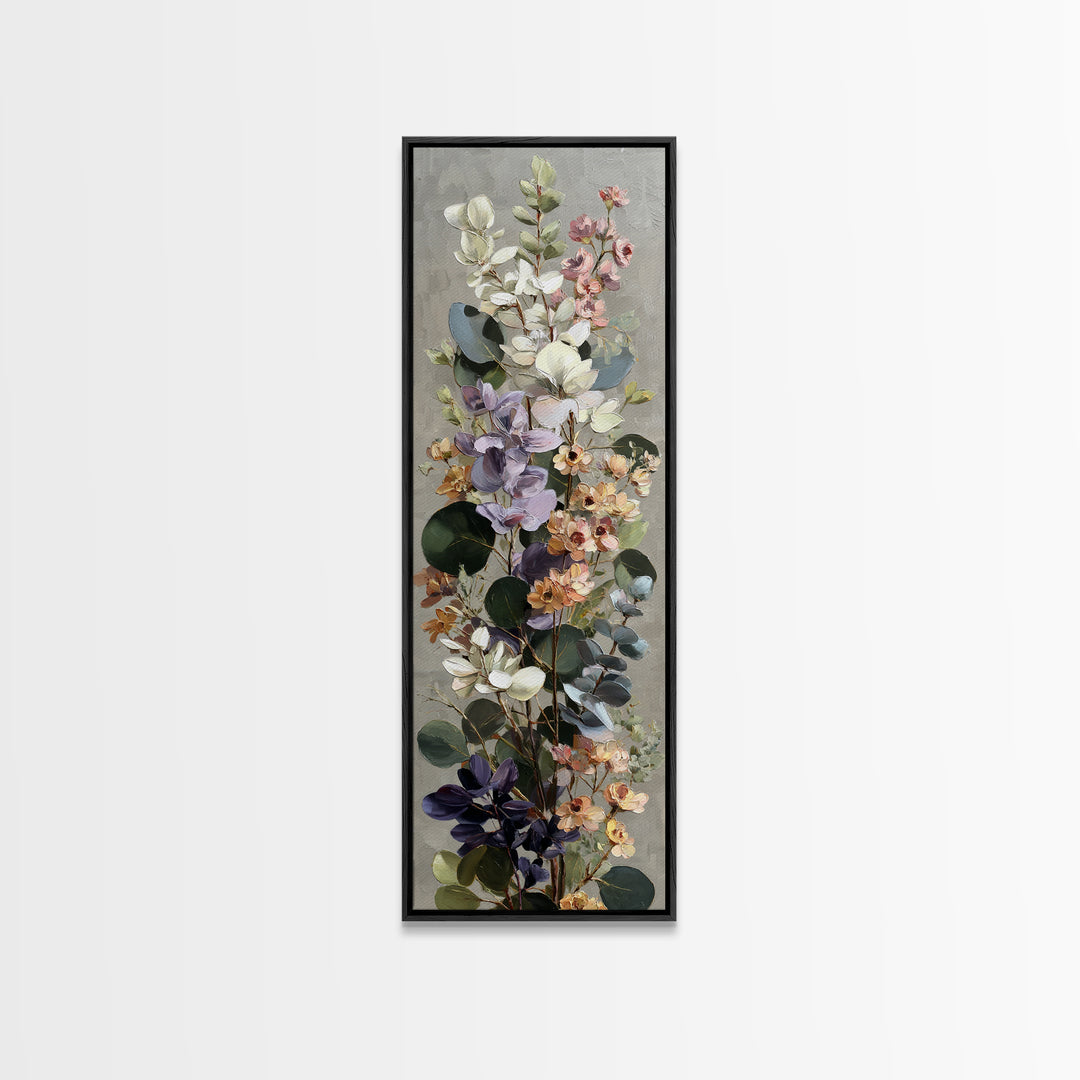 Soft Eucalyptus Branches Arranged Symmetrically Canvas Print, Above Bed Art, Bedroom Wall Art, Bedroom Decor, Oil Painting, ABA-1x3-18
