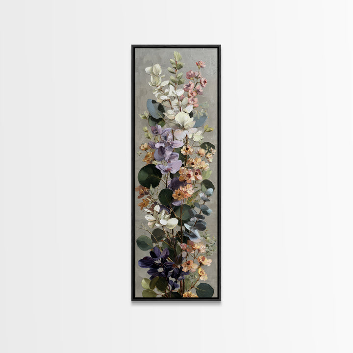 Soft Eucalyptus Branches Arranged Symmetrically Canvas Print, Above Bed Art, Bedroom Wall Art, Bedroom Decor, Oil Painting, ABA-1x3-18