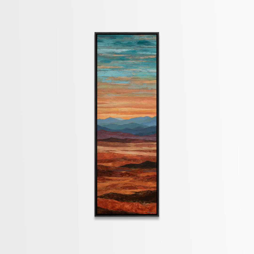 Dreamy Desert Sunset Framed Canvas Print, Above Bed Art, Digital Prints, Bedroom Decor, Oil Painting, Serenity, Printable Art, ABA-1x3-19