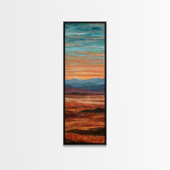 Dreamy Desert Sunset Framed Canvas Print, Above Bed Art, Digital Prints, Bedroom Decor, Oil Painting, Serenity, Printable Art, ABA-1x3-19
