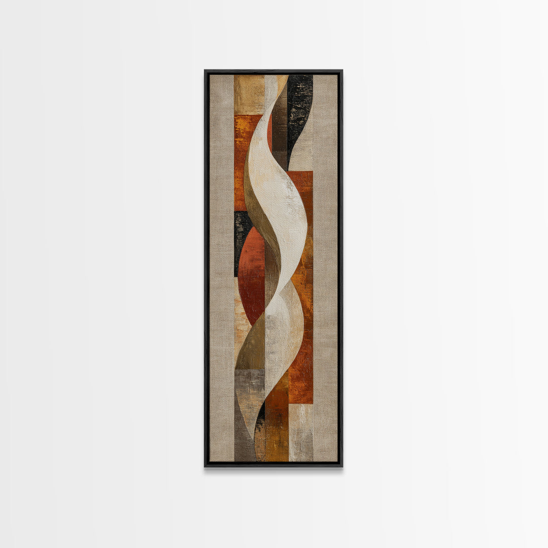 Warm Taupe Abstract Waves Framed Canvas Print, Above Bed Art, Minimalist Decor, Bedroom Decor, Abstract Art, Serenity, ABA-1x3-3