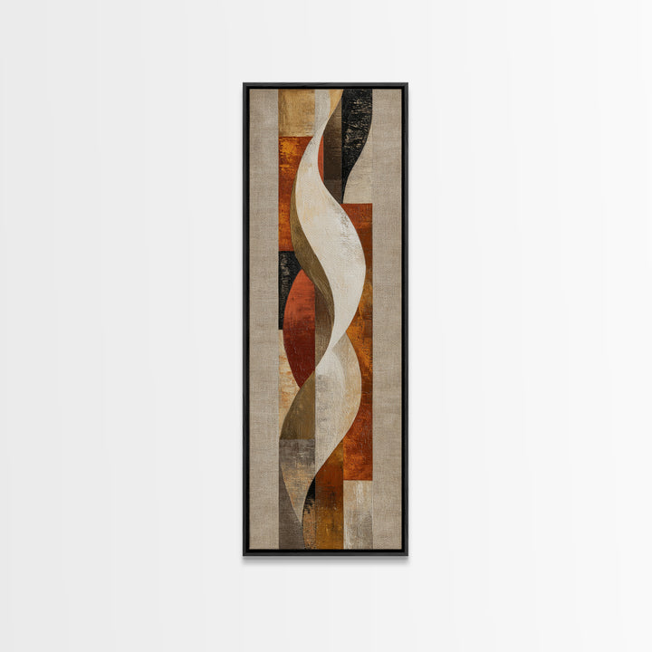 Warm Taupe Abstract Waves Framed Canvas Print, Above Bed Art, Minimalist Decor, Bedroom Decor, Abstract Art, Serenity, ABA-1x3-3