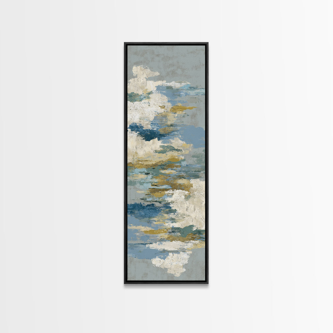 Japandi Ink Shapes Framed Canvas Print, Above Bed Art, Western Decor, Bedroom Decor, Abstract Art, Serenity, ABA-1x3-30