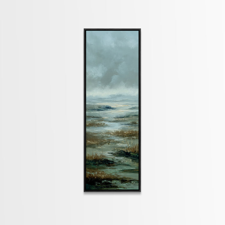 Tranquil Cloudscape with Blush Undertones Canvas Print, Above Bed Art, Horizontal Wall Art, Bedroom Decor, Fine Art, Serenity, ABA-1x3-41