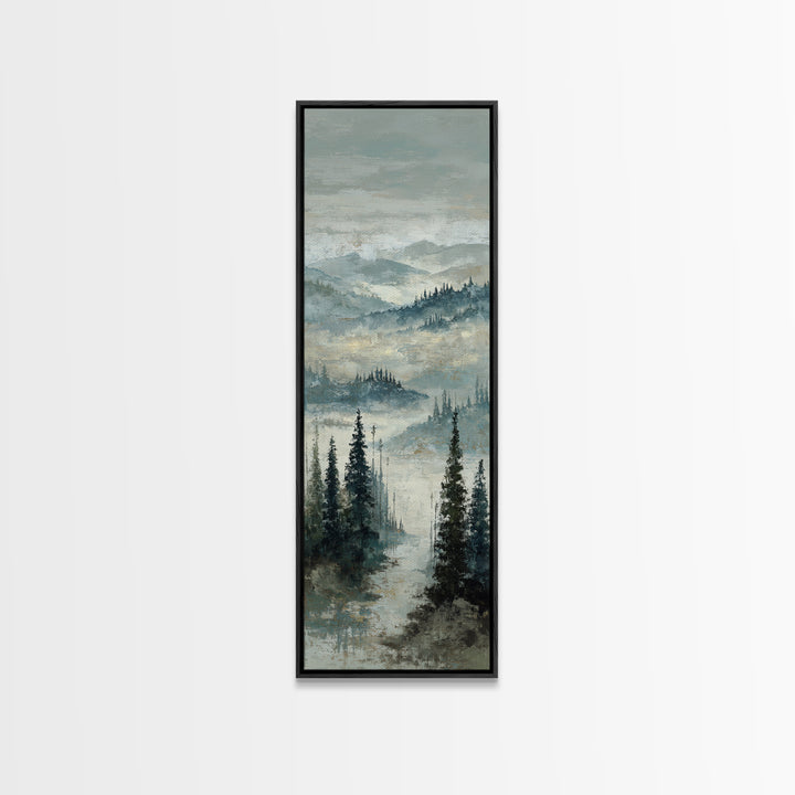 Soft Alpine Horizon Framed Canvas Print, Above Bed Art, Original Art, Bedroom Decor, Oil Painting, Serenity, ABA-1x3-84