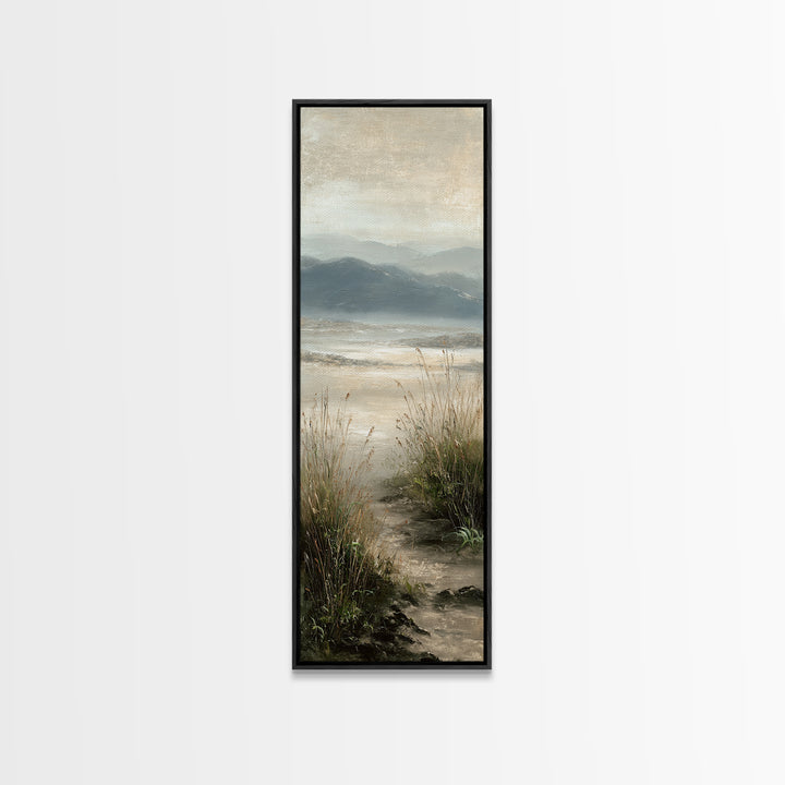 Panoramic Misty Mountain Landscape Canvas Print, Above Bed Art, Digital Prints, Bedroom Decor, Serenity, Printable Art, ABA-1x3-85
