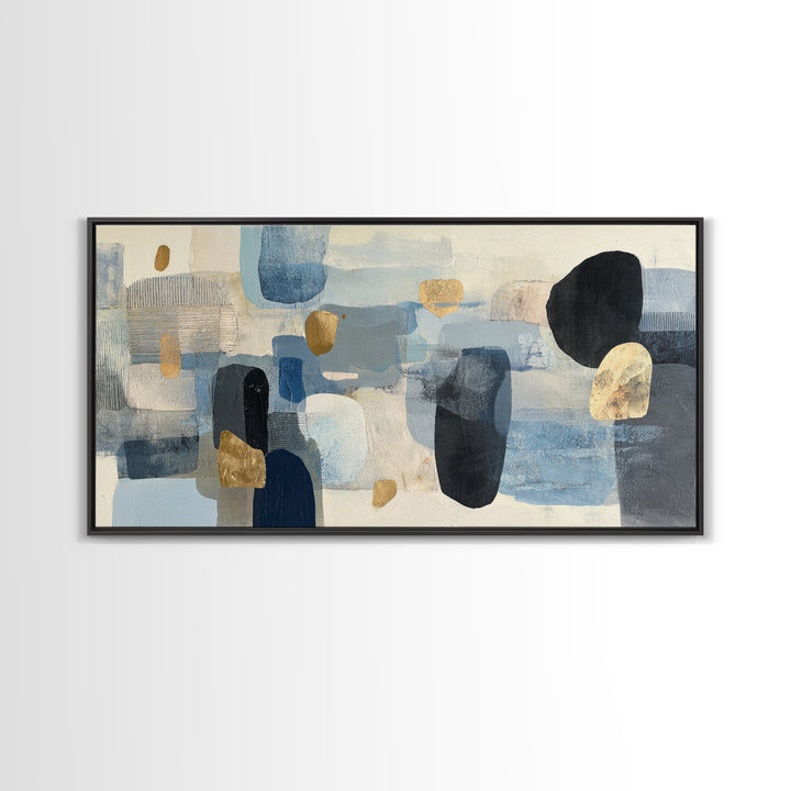 Japandi Ink Shapes Framed Canvas Print, Above Bed Art, Modern Decor, Bedroom Decor, Abstract Art, Serenity, Digital Prints, ABA-2x1-14