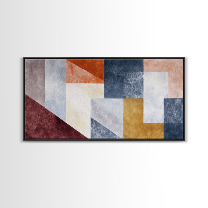 Abstract Sunrise Geometry Framed Canvas Print, Above Bed Art, Modern Decor, Bedroom Decor, Abstract Art, Serenity, ABA-2x1-16