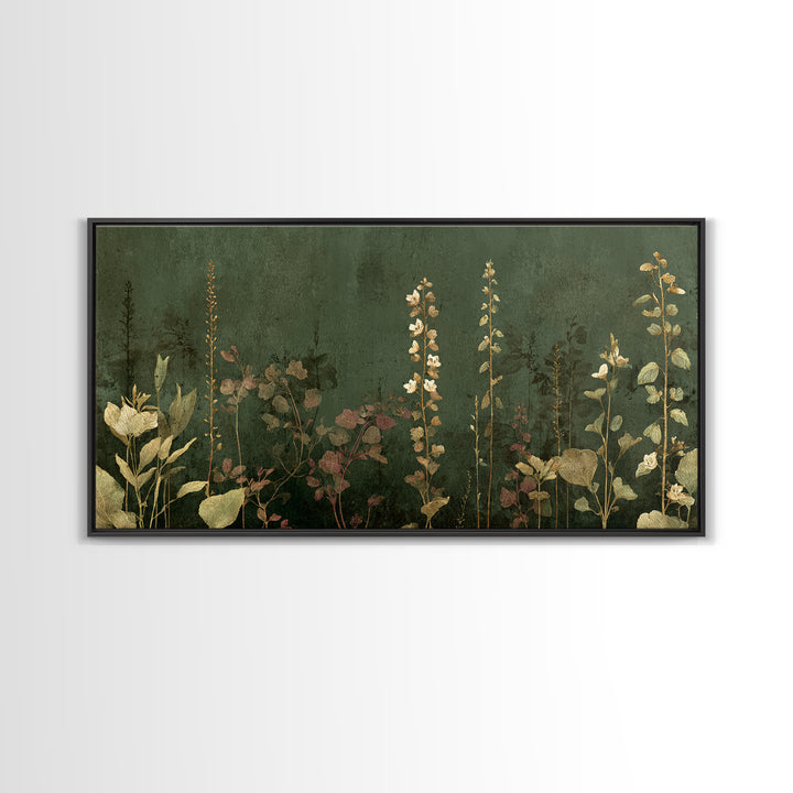 Tonal Botanical Shadows on Plaster Surface Canvas Print, Above Bed Art, Photography Prints, Bedroom Decor, Serenity, ABA-2x1-19