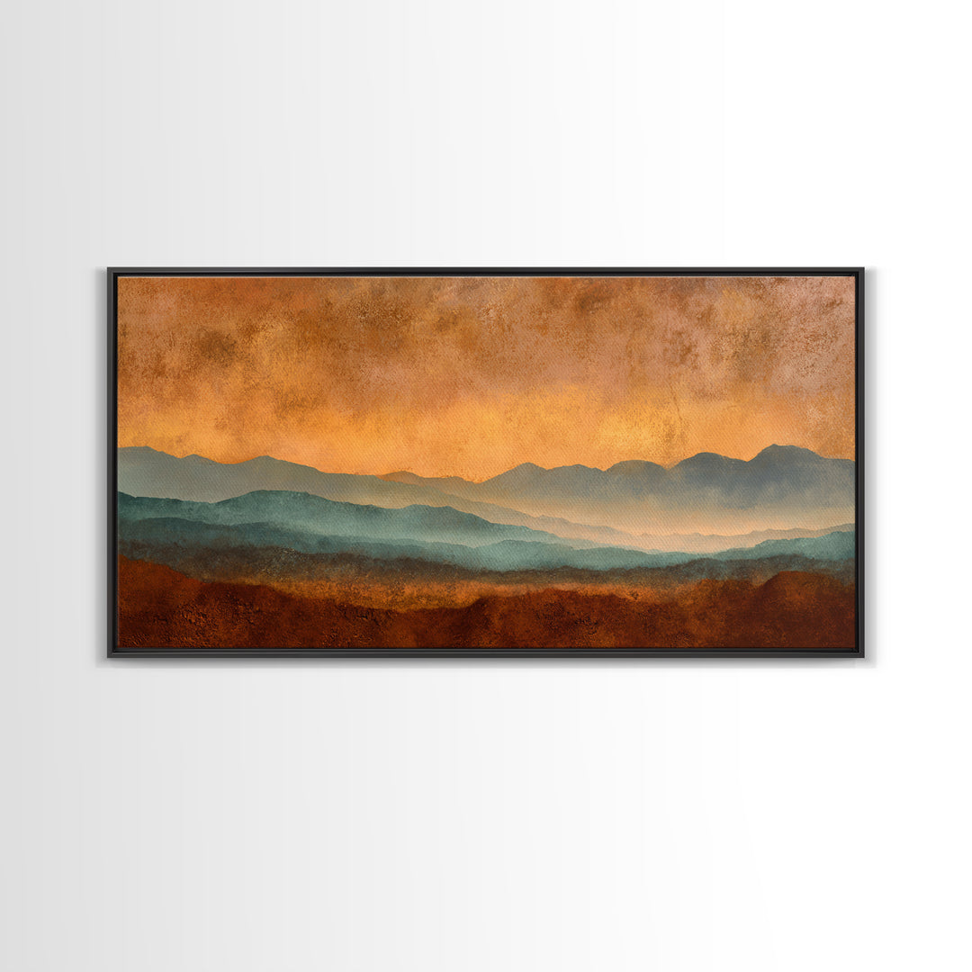 Dreamy Desert Sunset Framed Canvas Print, Above Bed Art, Modern Decor, Bedroom Decor, Fine Art, Serenity, Digital Prints, ABA-2x1-27