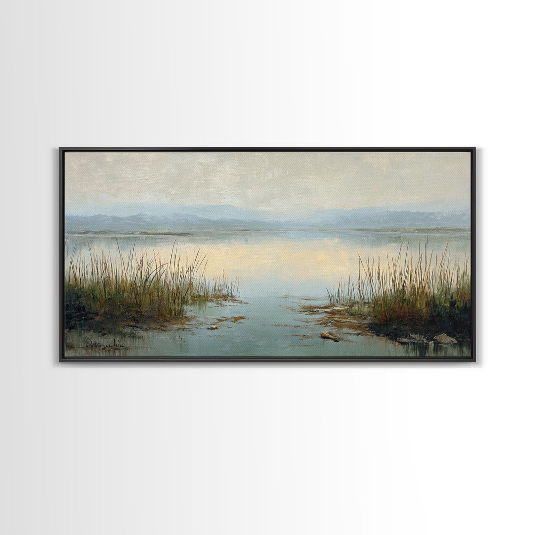 Calming Lake Reflection Canvas Print, Above Bed Art, Large Wall Art, Bedroom Decor, Watercolor Art, Serenity, Japanese Wall Art, ABA-2x1-31