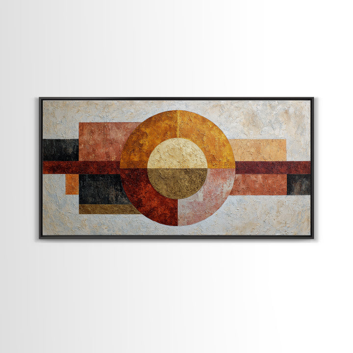 Abstract Sunrise Geometry Framed Canvas Print, Above Bed Art, Wall Decor, Bedroom Decor, Fine Art, Serenity, Apartment Decor, ABA-2x1-40