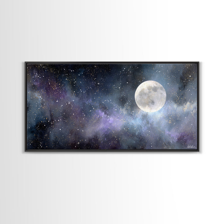 Subtle Celestial Scene Canvas Print, Above Bed Art, Digital Art, Bedroom Decor, Fine Art, Serenity, Living Room Decor, ABA-2x1-57