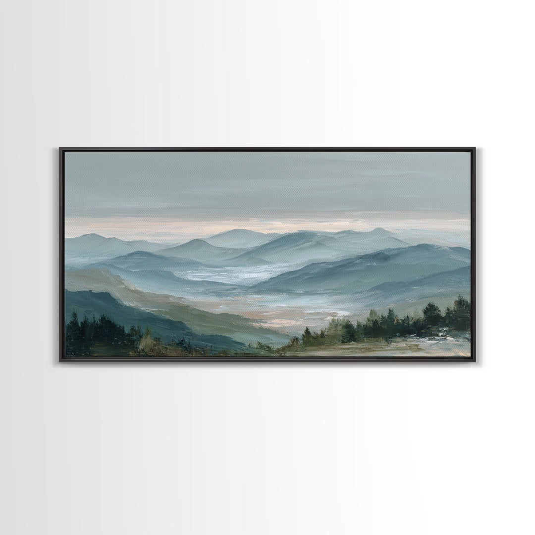 Soft Alpine Horizon Canvas Print, Above Bed Art, Large Wall Art, Bedroom Decor, Fine Art, Serenity, Japanese Wall Art, ABA-2x1-68