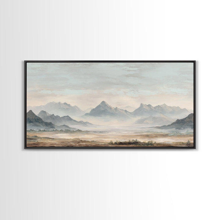Panoramic Misty Mountain Landscape Canvas Print, Above Bed Art, Textured Wall Art, Bedroom Decor, Fine Art, Serenity, ABA-2x1-69