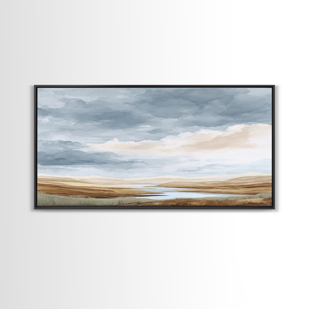 Tranquil Cloudscape with Blush Undertones Canvas Print, Above Bed Art, Dorm Decor, Bedroom Decor, Fine Art, Serenity, ABA-2x1-73