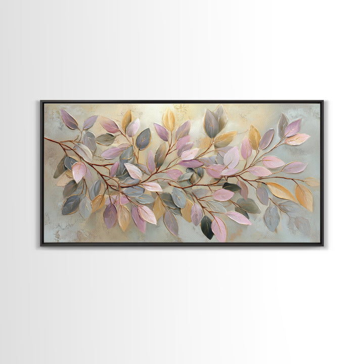 Soft Eucalyptus Branches Arranged Symmetrically Canvas Print, Above Bed Art, Bedroom Decor, Watercolor Art, Serenity, ABA-2x1-74