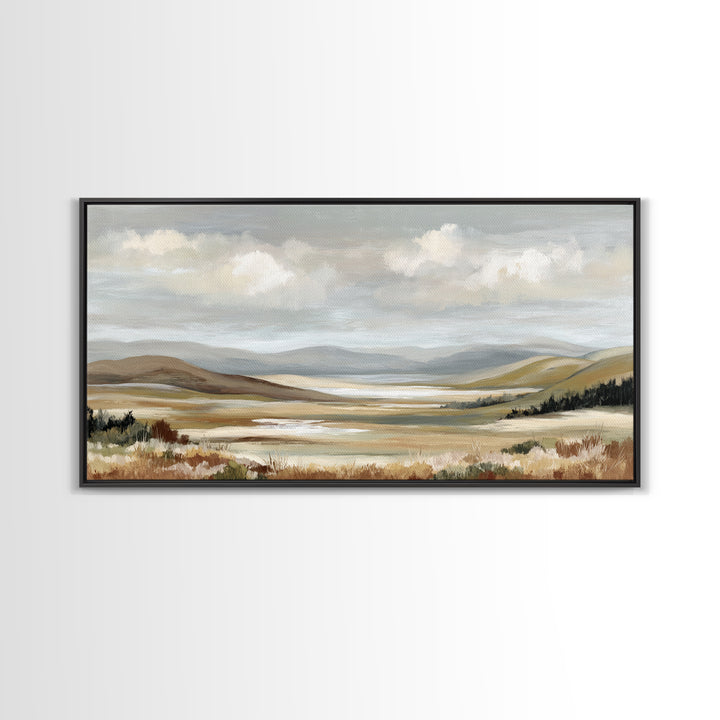 Soft Romantic Landscape Framed Canvas Print, Above Bed Art, Canvas Wall Art, Bedroom Decor, Fine Art, Serenity, Boho Wall Decor, ABA-2x1-85