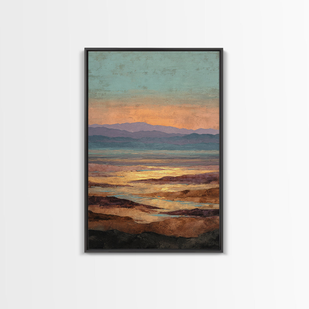 Dreamy Desert Sunset Canvas Print, Above Bed Art, Home Decor, Bedroom Decor, Oil Painting, Serenity, Contemporary Art, ABA-2x3-15