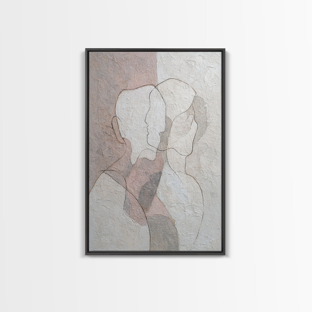 Minimal Two Figure Line Drawing Canvas Print, Above Bed Art, Boho Wall Decor, Bedroom Decor, Fine Art, Serenity, Fine Art Print, ABA-2x3-16