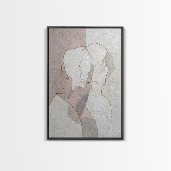 Minimal Two Figure Line Drawing Canvas Print, Above Bed Art, Boho Wall Decor, Bedroom Decor, Fine Art, Serenity, Fine Art Print, ABA-2x3-16