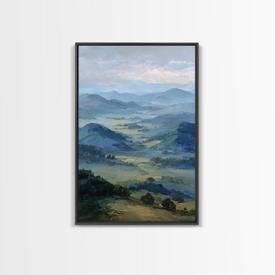 Soft Romantic Landscape Framed Canvas Print, Above Bed Art, Wall Art, Bedroom Decor, Oil Painting, Serenity, Digital Print, ABA-2x3-25