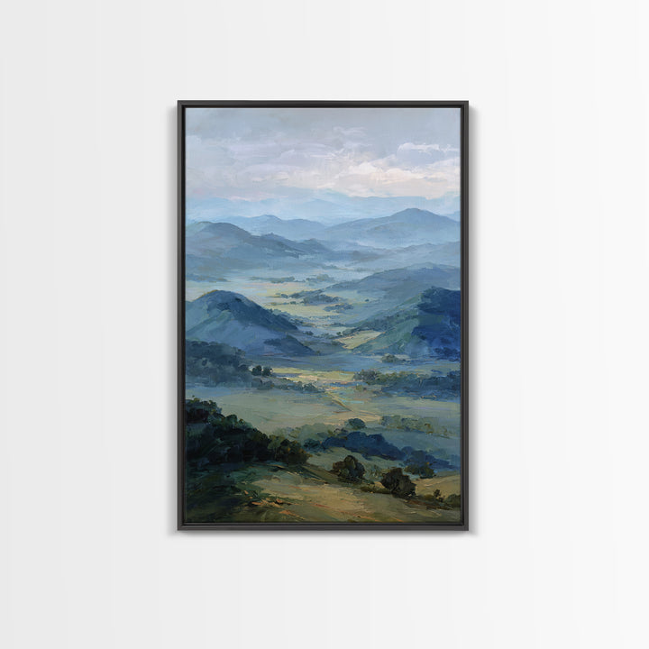 Soft Romantic Landscape Framed Canvas Print, Above Bed Art, Wall Art, Bedroom Decor, Oil Painting, Serenity, Digital Print, ABA-2x3-25
