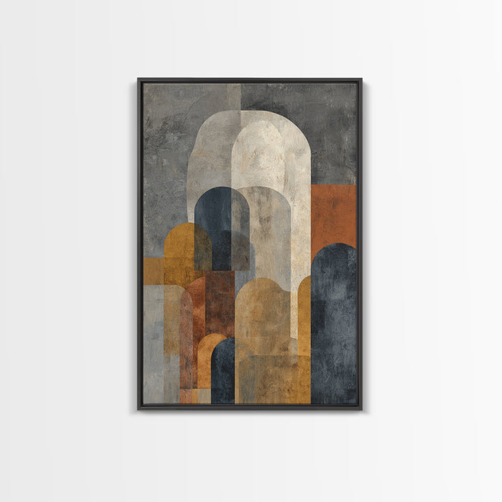 Neutral Abstract Arches Framed Canvas Print, Above Bed Art, Sage Green Wall Art, Bedroom Decor, Abstract Art, Serenity, ABA-2x3-36
