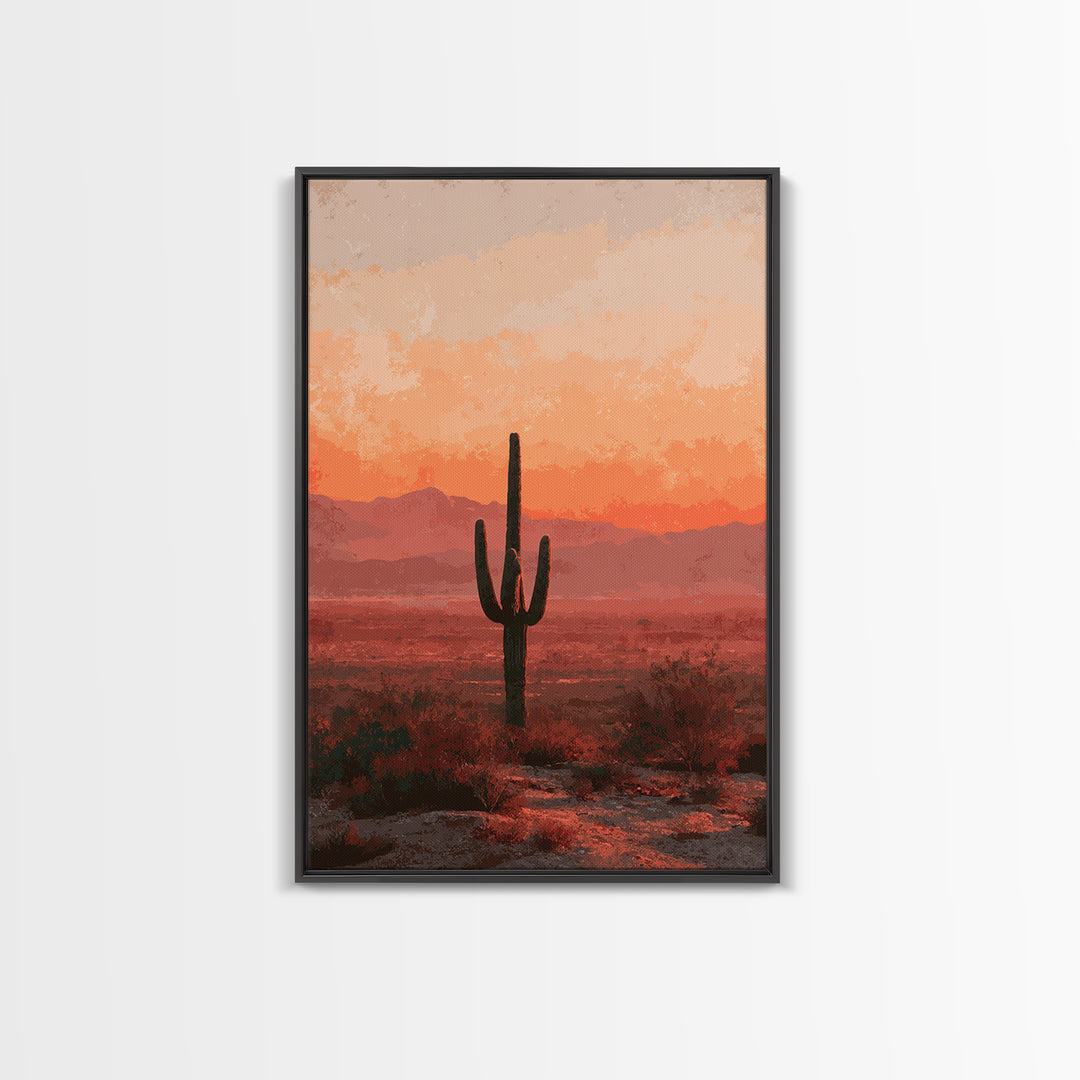 Dreamy Desert Sunset Canvas Print, Above Bed Art, Minimalist Decor, Bedroom Decor, Fine Art, Serenity, Textured Wall Art, ABA-2x3-39