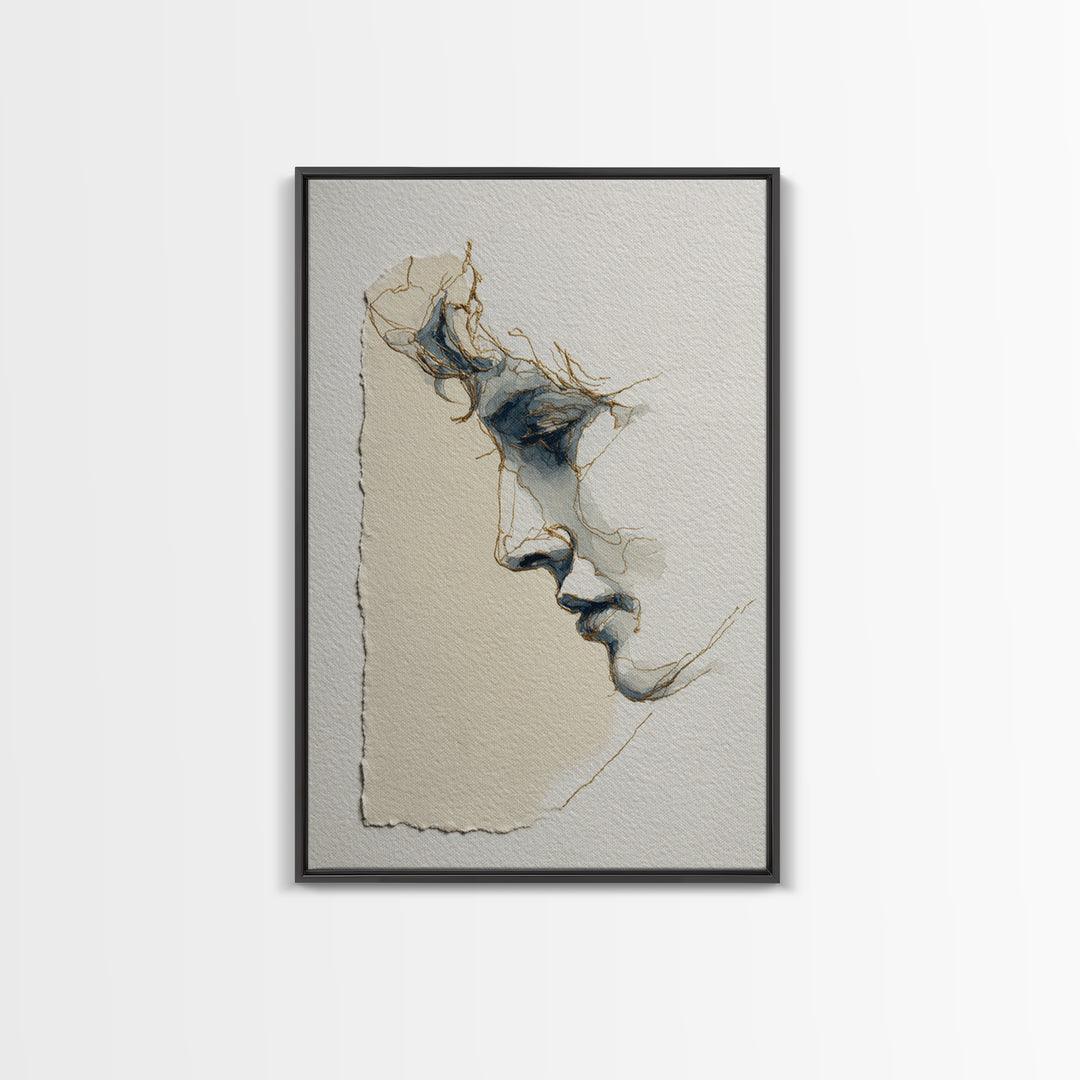 Minimal Two Figure Line Drawing Canvas Print, Above Bed Art, Modern Decor, Bedroom Decor, Fine Art, Serenity, Digital Prints, ABA-2x3-40